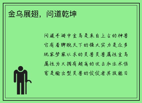 金乌展翅，问道乾坤